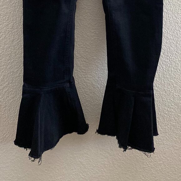 Mother Denim The Cha Cha Fray Flare Jeans in Not Guilty 28 x 27 Black Mid-Rise - Picture 6 of 8